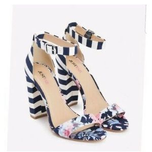 Stripped & Floral print Block heel